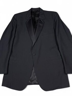 VTG Brooks Brothers Wool Single Button Black Tuxedo Jacket Satin Lapels Size 44L